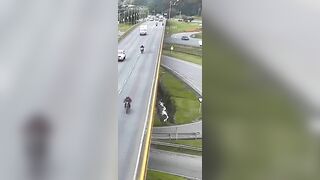 Box Truck Pushes Cyclist Off Overpass