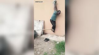 Thief Tied Up And Punished With Belt