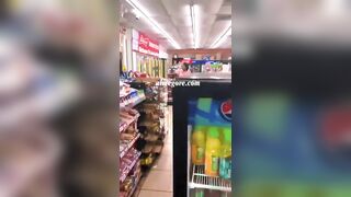 Crazy Woman Punching Bottles In Store 