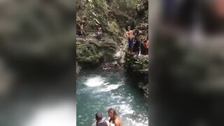 Boulder Falls Directly In Dominican Republic