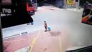 An Old Woman Was Hit By A Bus. Malaysia 