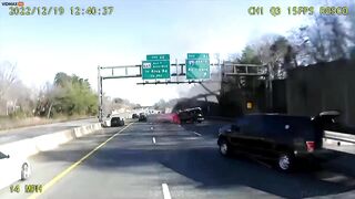 Firefighters And Officials Rescue Driver From Burning Vehicle