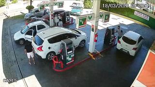 Gas Station Worker Pours Gasoline On Customer And Tells Him To Power Up