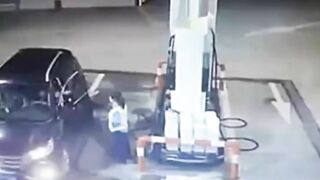 Gas Station Worker Knocked To The Ground