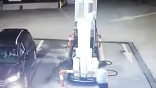 Gas Station Worker Knocked To The Ground