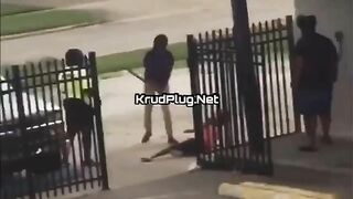 Girl Knocked Down By Metal Pipe