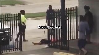 Girl Knocked Down By Metal Pipe