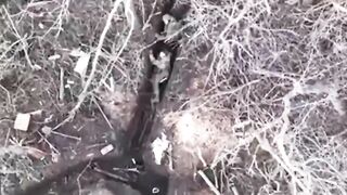 A Grenade Bounces Off The Helmet Of An RU Soldier In A Trench