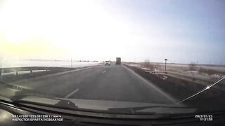 Cars Collide Head-on On The Highway. Russia 