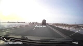 Cars Collide Head-on On The Highway. Russia 