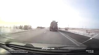 Cars Collide Head-on On The Highway. Russia 