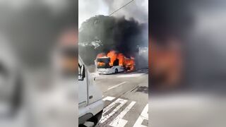 In France, A School Bus Catches Fire While Driving 