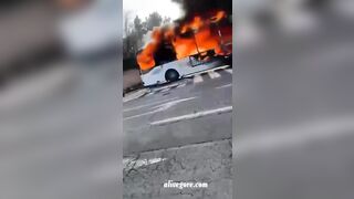 In France, A School Bus Catches Fire While Driving 