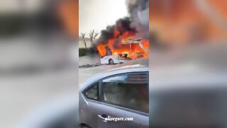 In France, A School Bus Catches Fire While Driving 