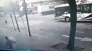 Careless Man Hit By Bus While Crossing Road 