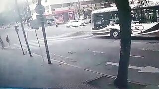Careless Man Hit By Bus While Crossing Road 