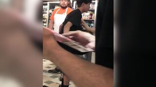 A Kid Tries To Attack A Man In A Pizza Place