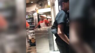 A Kid Tries To Attack A Man In A Pizza Place