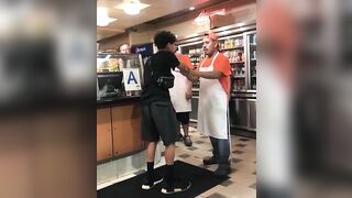 A Kid Tries To Attack A Man In A Pizza Place