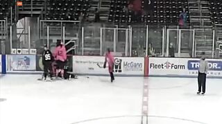 Haha, Woman Pretending To Be A Man Trying To Play Hockey Ends H