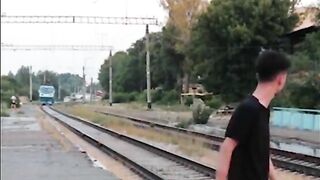 Madman Lying In Front Of Oncoming Train