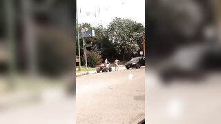 Crazy Road Traffic Incident Involving Sticks And Cars