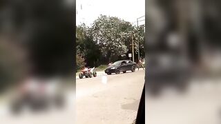 Crazy Road Traffic Incident Involving Sticks And Cars