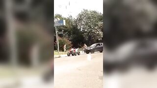 Crazy Road Traffic Incident Involving Sticks And Cars