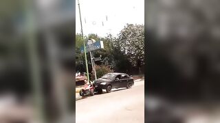 Crazy Road Traffic Incident Involving Sticks And Cars