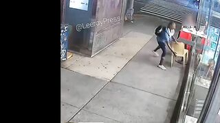 A Man Randomly Walked Up To Any Man And Knocked His Chair To The Ground.