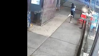 A Man Randomly Walked Up To Any Man And Knocked His Chair To The Ground.