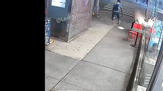 A Man Randomly Walked Up To Any Man And Knocked His Chair To The Ground.