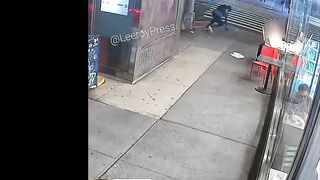 A Man Randomly Walked Up To Any Man And Knocked His Chair To The Ground.