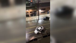 The Man Was Excited About Something And Crashed Into Several Parked Cars In Area C