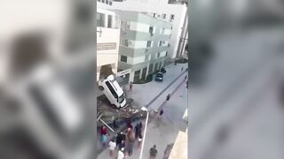 Man Leaves The Parking Lot On The Second Floor