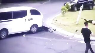 A Man Is Brutally Knocked Down By A Crashed Car