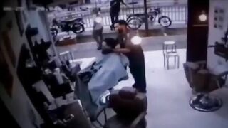 Man Hit While Cutting Hair