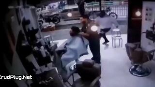 Man Hit While Cutting Hair