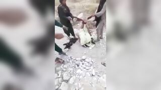 Man's Feet Tied Into Mountain