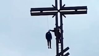 A Man Was Found Hanging From A Cross In Russia!