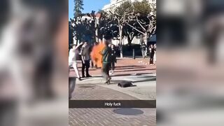 A Man Sets Himself On Fire On The UC Berkeley Campus (2 Angles).