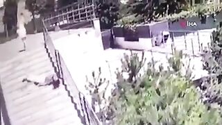 Man Going Up Stairs With Girlfriend
