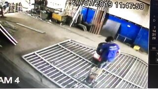 Man Welding Barrel Containing Flammable Substance