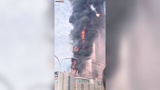 China's Giant Skyscraper Catches Fire Like Tinder