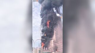 China's Giant Skyscraper Catches Fire Like Tinder