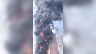 China's Giant Skyscraper Catches Fire Like Tinder