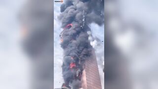 China's Giant Skyscraper Catches Fire Like Tinder