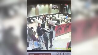 McDonald's Security Guard Knocks Down Three People