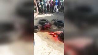 Angry Mob Throws Stones At Thief