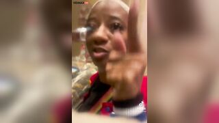 Evil Woman Chops Snake In Casino Then Attacks Woman